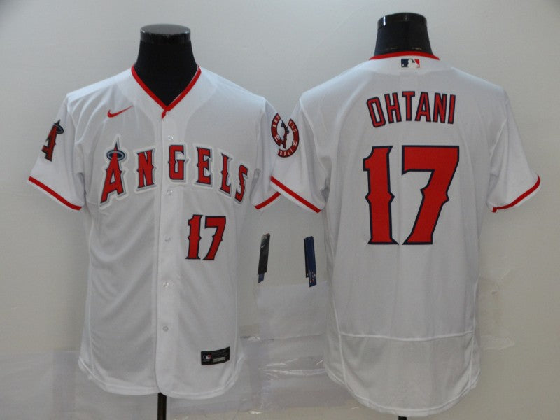Men's Los Angeles Angels Shohei Ohtani #17 White Sewn Jersey